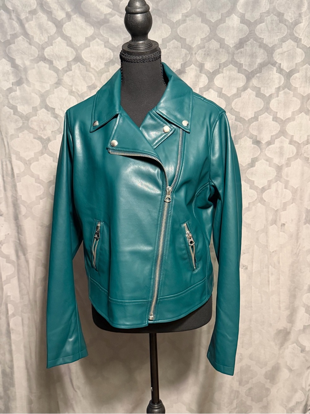Torrid Teal Faux Leather Moto Jacket NWT